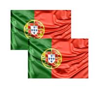 2 x Drapeau du Portugal, Drapeau 90 cm x 150 cm, Grand Drapeau avec Attache pour Mât et Cordons pour Fixation, Drapeau Léger, Drapeau pour Sports, Football, Manifestations, (2 x Portugal)