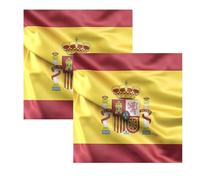 2 x Drapeau Espagne 90 x 150 cm - Grand Drapeau Léger avec Boucles de Mât et Cordons, pour Sport, Football, Manifestations et Bâtiments