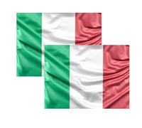 2 x Drapeau Italie 90 x 150 cm - Grand Drapeau Léger avec Boucles de Mât et Cordons, pour Sport, Football, Manifestations et Bâtiments