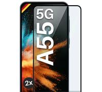 moex CurveProtect Lot de 2 films de protection d'écran en verre blindé pour Samsung Galaxy A55 5G, entièrement couvert, noir