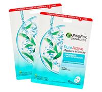 2 x Garnier SkinActive Pure Active Masque en Tissu Visage, Contre les Imperfections et la Matitère, 2 Packs de 1 Traitement