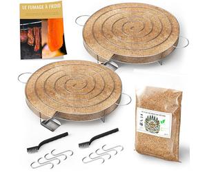 2 X Générateur (30 cm)/Serpentin de Fumée Froide pour Fumoir Viande et Poisson + 500 Gr de Sciure de bois de hêtre + 8 crochets et 2 Brosse de nettoyage - Guide Numérique PDF à Télécharger