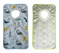 2 x Grands Bavoirs bébé et Maternelle évolutifs 100% Coton Confort et Doux, col Tee-Shirt élastique pour Les Enfants de 6 à 48 Mois - NOVAGO G