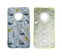 2 x Grands Bavoirs bébé et Maternelle évolutifs 100% Coton Confort et Doux, col Tee-Shirt élastique pour Les Enfants de 6 à 48 Mois -