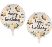 2 X Happy Birthday Construction Site Balloons Boys Birthday Vehicles Crane 35Cm