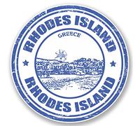 2 x île de Rhodes Grèce vinyle autocollant de voyage bagages étiquette Grec drapeau # 4579 - 10cm x 10cm