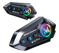 2 x Intercom Moto Kit Bluetooth 5.4 Casque Moto Double-Puce Audio-Multitâche Motocyclette Communication Systèmes,500M Système de Communication Entre 2 Motards IP56 Étanche Compatible Tous Les Casques