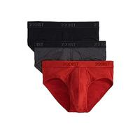 2(X)IST Essential Lot de 3 Slips Invisibles en Coton pour Homme, Noir/Anthracite chiné/Rouge Coquelicot, S