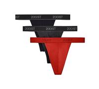 2(X) IST Lot de 3 Strings Classiques en Coton pour Homme, Noir/Anthracite chiné/Rouge, X-Large