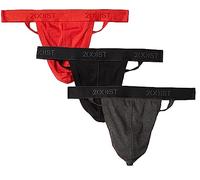 2(X)IST Lot de 3 Strings en Coton pour Homme avec Dos en Y, Noir/Anthracite chiné/Rouge Coquelicot, XL