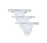 2(X) IST Lot de 3 Strings Essentiels en Coton pour Homme avec Dos en Y, Blanc, Medium