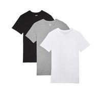 2(X) IST Lot de 3 t-shirts à col rond en coton pour homme, Blanc/noir/gris chiné, Taille XL