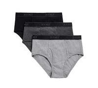 2(X)IST Mens Essential Cotton Fly Front Brief 3-Pack Underwear, Black/Grey/Charcoal Heather, 36 US