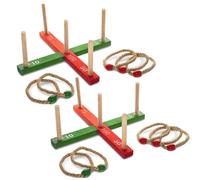 2 X Jeu D’Anneaux En Bois Ring Toss Quoits 5 Anneaux En Corde Jardin