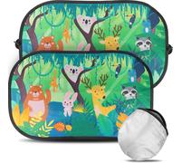 2 X Jungle Animal Sun Shades 51 X 31 Cm With Suction Cups Uv And Heat Protection Self Adhesive Accessory For Cars Children