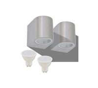 2 x la Cour Lampe murale Applique murale LED d'extérieur Lampe en aluminium rond