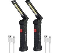 2 X Lampe De Travail Cob Baladeuse Led Rechargeable Lampe Atelier Cob Torche Lampe De Poche Lampe De Travail Baladeuse Led