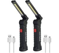 2 X Lampe De Travail Cob Baladeuse Led Rechargeable Lampe Atelier Cob Torche Lampe De Poche Lampe De Travail Baladeuse Led