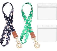 2 X Lanyard With Metal Ring,Lanyard Strap Neck Double Sided Print In Colour With Detachable Clip Ideal For Identification,Keys,Mobile Phones