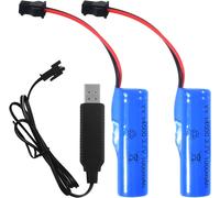 2 X Li-Ion Rechargeable Batteries 3.7 V,Replacement Lithium Batteries 1000 Mah 1200 Mah With Usb Charger Sm-2p Connector,Universal Li-Ion Battery 14500 For Rc Truck Cars (1000 Mah)-Générique