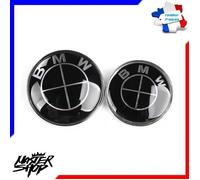 2 X LOGO EMBLEME BMW NOIR 1 X 74MM + 1X 82 MM DE DIAMETRE POUR CAPOT ET COFFRE MS47 FR