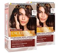 2 x L'Oréal Paris Excellence Creme Universal Nude Coloration Permanent Châtain 4U Triple traitement - 2 Tintes