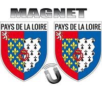 2 x Magnet Pays DE LA Loire Forme Blason Aimant frigo 2X écusson Magnétique 4x5cm