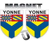 2 x Magnet YONNE Forme Blason Aimant frigo DEPARTEMENT 89 YONNE 2X écusson Magnétique 4x5cm