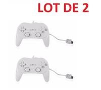 2 X Manette contrôleur Classic Pro pour Nintendo Wii, Wii U - 1,20 m - Blanc