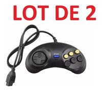 2 X Manette contrôleur pour Sega MegaDrive - Master System - Genesis - 6 boutons - Straße Game ® Noir G