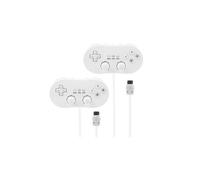 2 X Manette plate Classic Pro pour Nintendo Wii, Wii U - 1,20 m - Blanc -