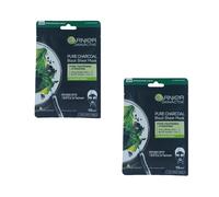 2 x masque en feuille noire Garnier Skinactive Pure Charcoal & Algae -...