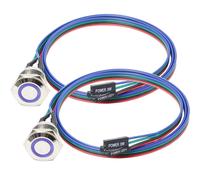 2 x Metal Chassis Switch Host Button,Computer Host Switch Cable Case PC LED Power Button ATX Power On/Off for DIY Switch 60 cm (16 mm)