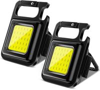 2 X Mini Portable Rechargeable Led Inspection Work Light 800 Lumens Small Keyrings, Waterproof Flashlights With Bottle Opener, Magnetic Base, For Camping/Repair/Emergency