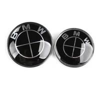 2 x Noir BMW Logo Badge Embleme de Capot 82mm + Coffre74mm