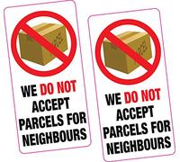 2 x nous NE pas Accepter colis pour voisins Hauteur 72 x 148 mm Imprimé Stickers muraux en vinyle