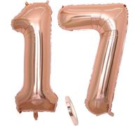 2 X Number 17 Rose Gold Girl Balloons,40"" Inflatable Helium Foil Balloons Rose Gold Balloon,Giant Balloon For Birthday Party Decoration,Prom (Xxx-Large 100Cm)