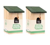 2 X Oiseau Nidification Nichoir en Bois Jardin Maison Petit Mésange Bleue Robin