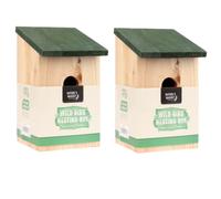 2 X Oiseau Nidification Nichoir en Bois Jardin Maison Petit Mésange Bleue Robin