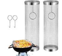 2 X Panier À Griller Cylindrique Rond En Acier Inoxydable Pour Légumes