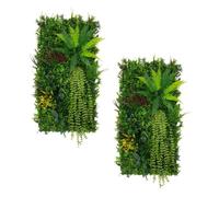 2 x Panneau Mural Végétal Artificiel 0,5 x 1 m Alina Feuillage Jardin Maison