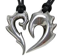 2 x partenaires Chaînes partenaire pendentif cœur Dragon + Phönix = acier inoxydable collier Homme Femme Bijoux de Kikuchi