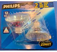 2 X PHILIPS HALOGENES Brillant 20W GU 5,3 12V 36° MR16 DIMMABLE TON CHAUD