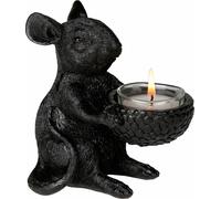 2 x Porte-bougies à chauffe-plat Souris noir - 13 x 8 x 13 cm