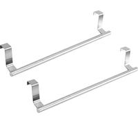 2 x Porte-serviettes à suspendre en acier inoxydable Porte-serviettes de cuisine pour portes d'armoire Porte-serviettes sans percer Porte-manteau comme barre, gain de place pour suspendre les torchons