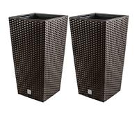 2 x Pot de Fleur en Rotin 7 L - 17 x 17 x 32,5 cm - Pot de Plantes avec Insert Pot de Fleur Haut Pot de Plantes Plastique Umber