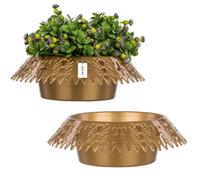 2 X Pot De Fleurs Pour Le Cimetière Bowl Pot Gold Round Ø 23 Cm Composition Grave Ajourée V1 Multicolore