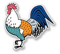 2 x Poulet Poule Coq en vinyle logo 25 autocollant pour ordinateur portable Voyage Bagage Voiture Panneau iPad Fun sticker - Taille : 17 cm