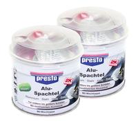 2 x Presto 2K Enduit Alu Gris 600351, 250 g pour Métal Bois Béton