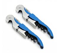 2 x Professional Wine Bottle Opener and Corkscrew for Beer Champagne Wine, Carbon Steel Double Lever Sommelier Set with Foil Cutter, Restaurant Quality (Blue)